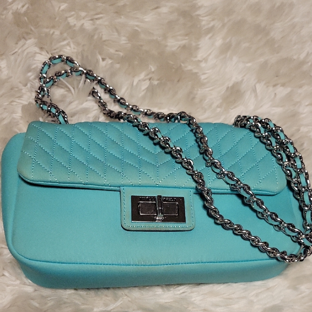 Elegant Quilted Chain Shoulder Karl Lagerfeld Bag - Turquoise